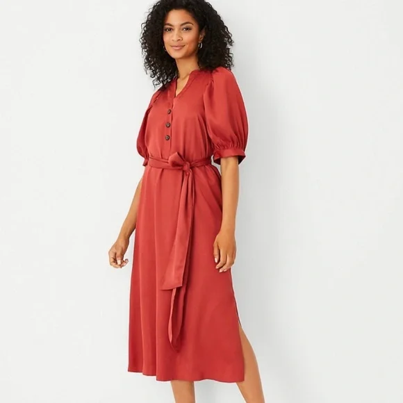 ann taylor midi dresses NWT $159 Ann Taylor Spotted Mock Neck Midi Dress Black Sz 2 Petite